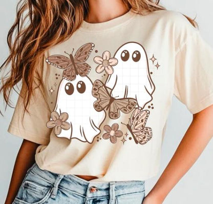 Boho Ghost & Butterflies DTF Transfer