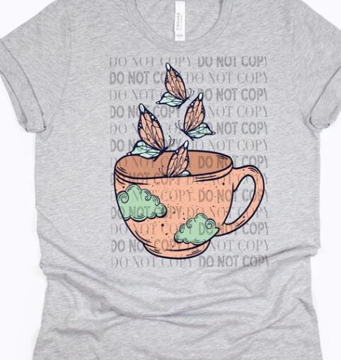 Butterfly Teacup DTF Transfer
