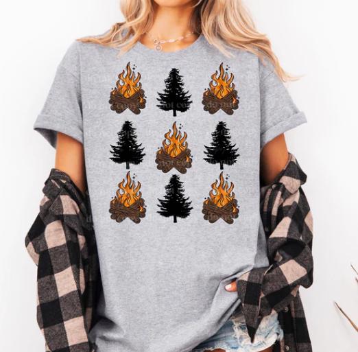 Campfire Grid DTF Transfer