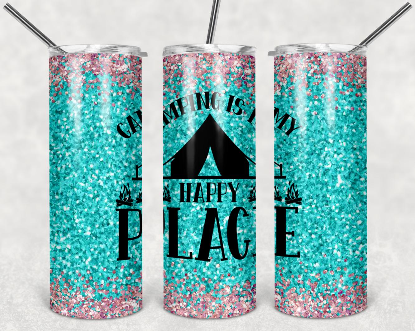 Camping, Happy Place, Stainless Steel, Tumbler, Drinkware