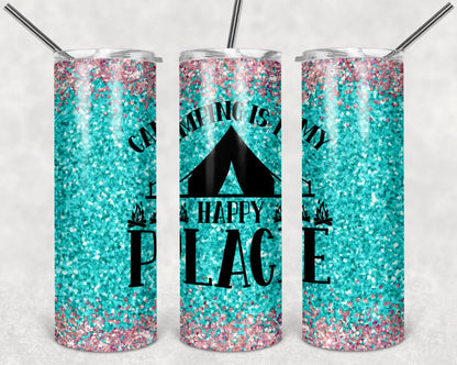 Camping, Happy Place, Stainless Steel, Tumbler, Drinkware