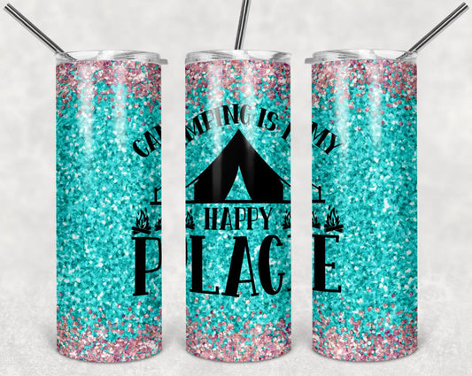 Camping, Happy Place, Stainless Steel, Tumbler, Drinkware