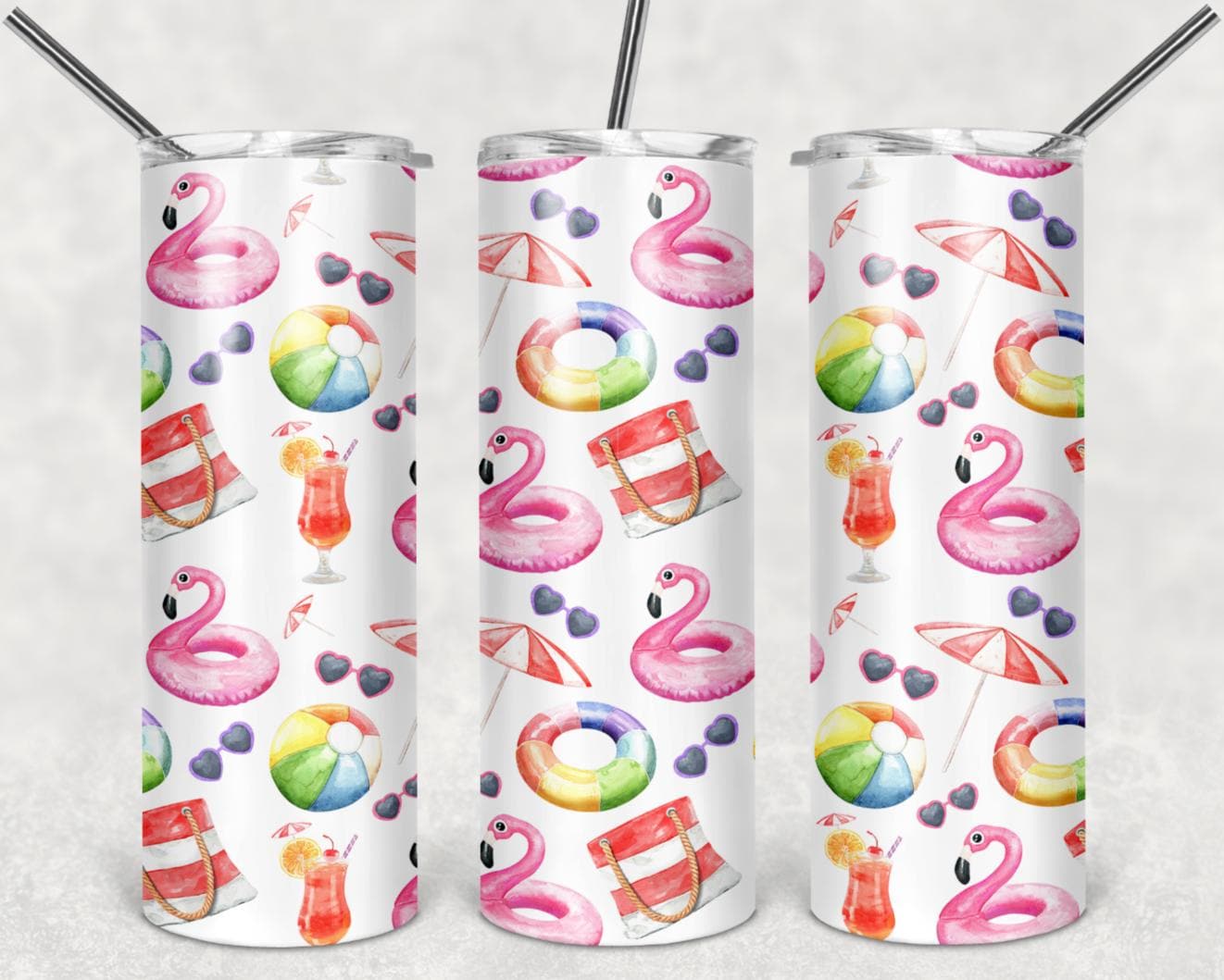 Beach, Floats, Summer, Stainless Steel, Tumbler, Drinkware