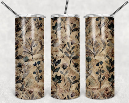 Vintage, Antique, Floral, Stainless Steel, Tumbler, Drinkware