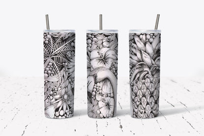 Black, White, Flamingo, Stainless Steel, Tumbler, Drinkware