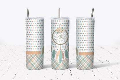 Dreamcatcher, Feather, Boho, Stainless Steel, Tumbler, Drinkware