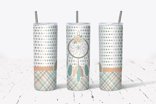 Dreamcatcher, Feather, Boho, Stainless Steel, Tumbler, Drinkware