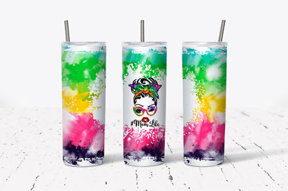 Mom Life, Rainbow, Water Color, Stainless Steel, Tumbler, Drinkware