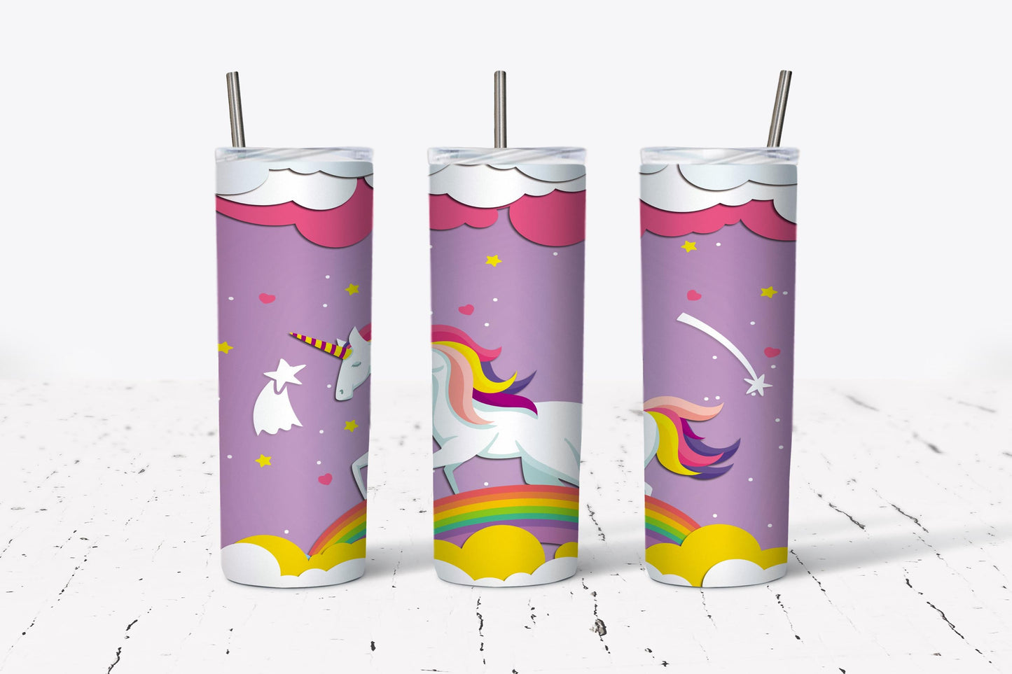 Unicorn, Rainbow, Girly, Stainless Steel, Tumbler, Drinkware