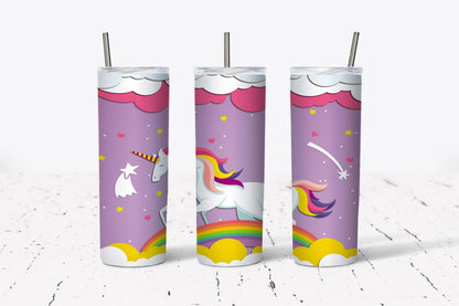 Unicorn, Rainbow, Girly, Stainless Steel, Tumbler, Drinkware