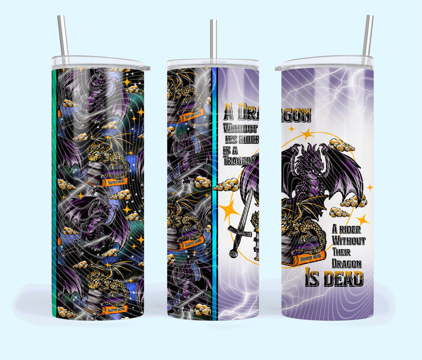 Rider, Dragon, Fantasy, Book, Stainless Steel, Tumbler, Drinkware