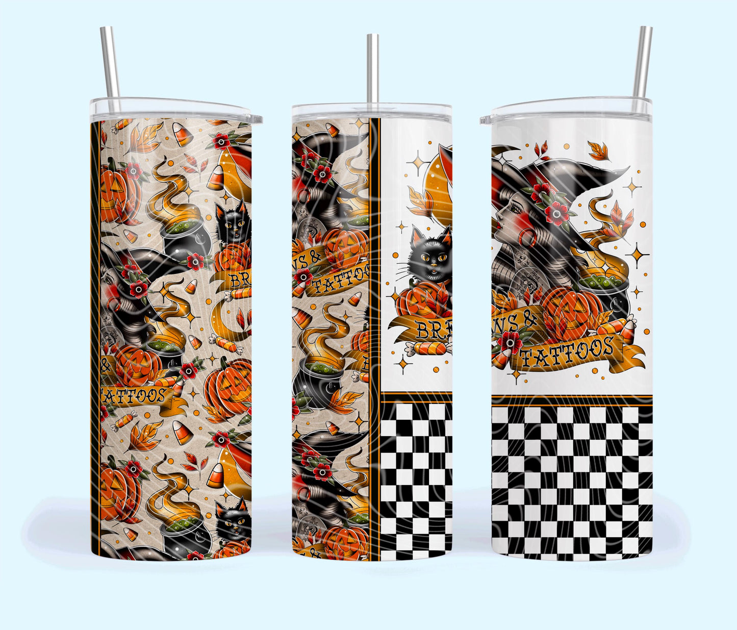 Brews, Tattoos, Halloween, Stainless Steel, Tumbler, Drinkware