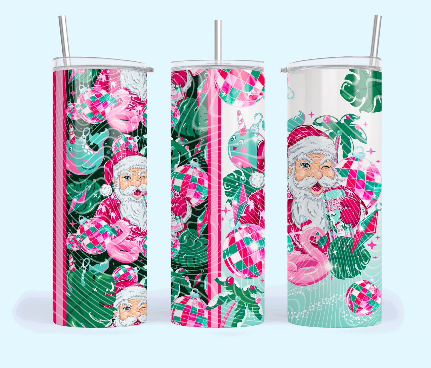 Christmas, In July, Santa, Summer, Stainless Steel, Tumbler, Drinkware