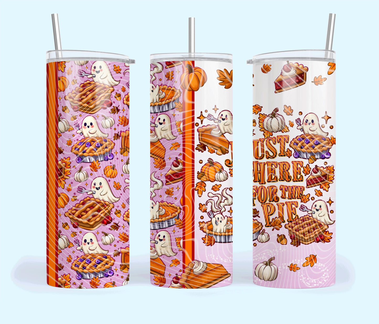 Just Here, For the, Pie, Ghost, Halloween, Stainless Steel, Tumbler, Drinkware