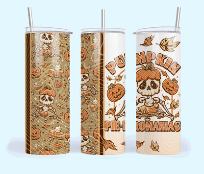 Pumpkin, Pie, Romancing, Skeleton, Halloween, Stainless Steel, Tumbler, Drinkware
