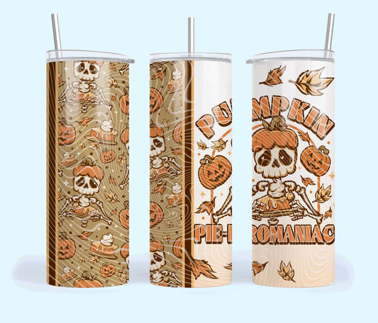 Pumpkin, Pie, Romancing, Skeleton, Halloween, Stainless Steel, Tumbler, Drinkware