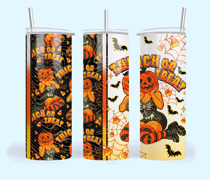 Thick Or Treat, Ghoul, Pumpkin, Halloween, Stainless Steel, Tumbler, Drinkware