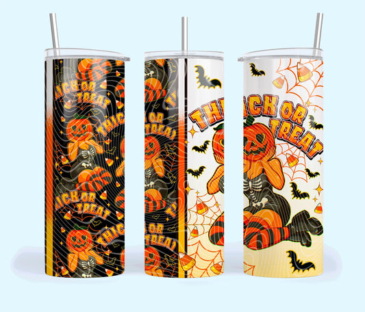 Thick Or Treat, Ghoul, Pumpkin, Halloween, Stainless Steel, Tumbler, Drinkware
