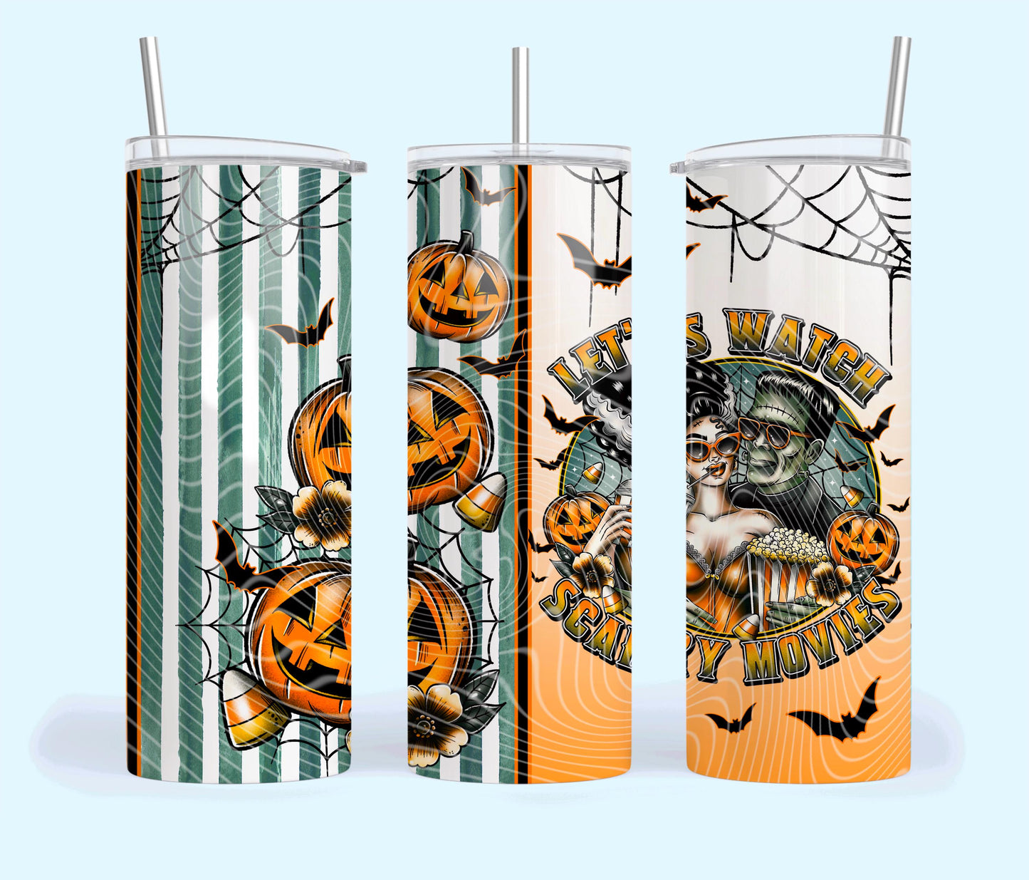 Let's Watch, Spooky, Movies, Halloween, Stainless Steel, Tumbler, Drinkware