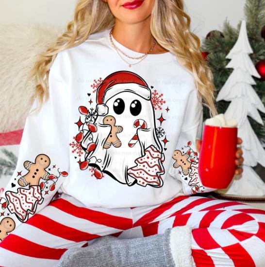 Christmas, Ghost, Candy Cane, Cookie, DTF Transfer