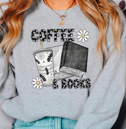 Coffee, Books, Reader, DTF Transfer