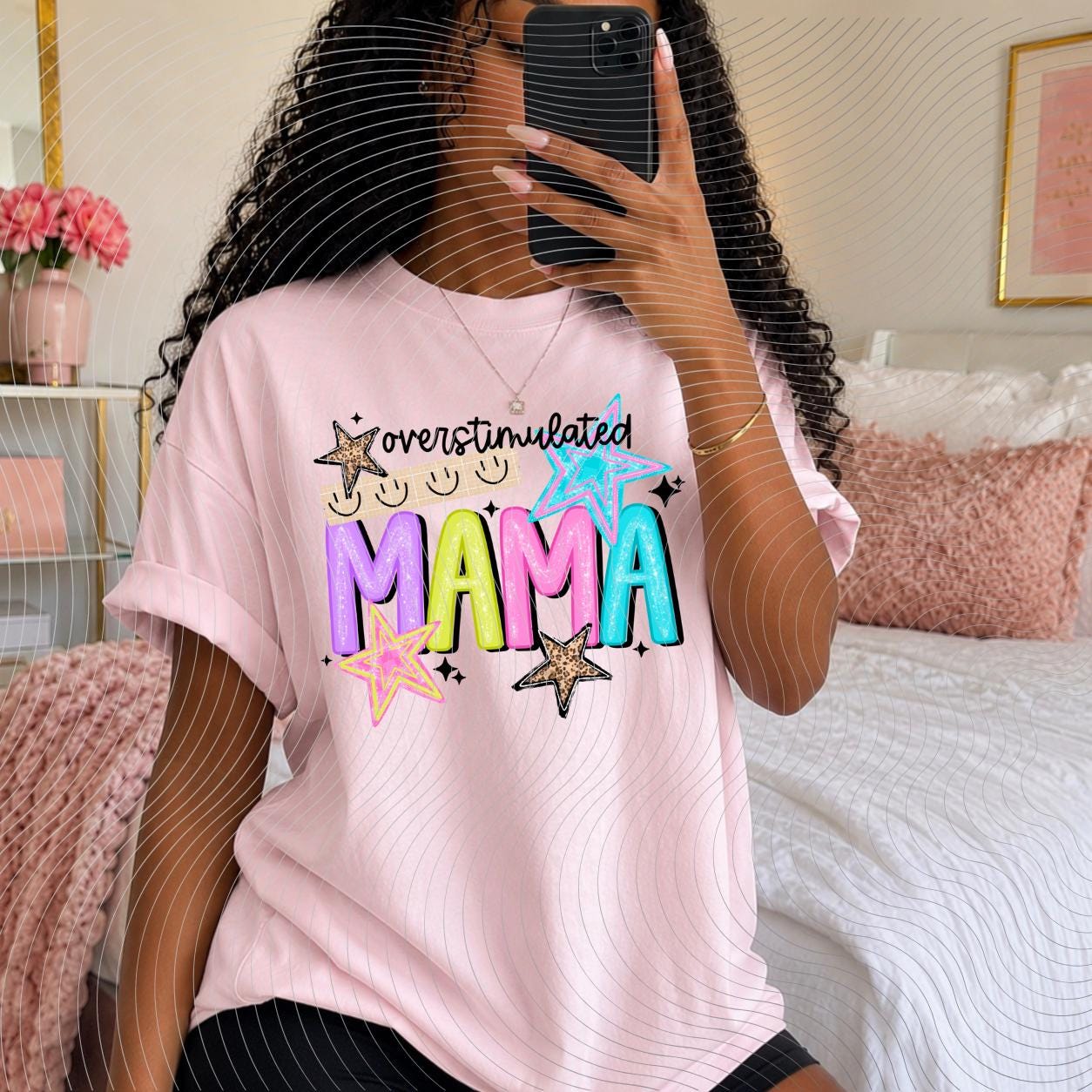 Overstimulated, Mama, DTF Transfer