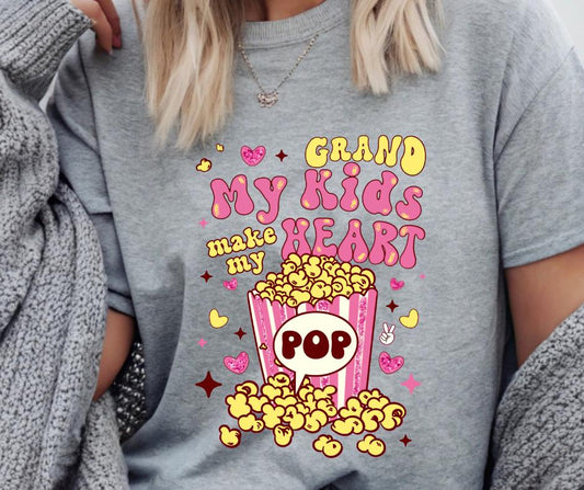 My GrandKids, Make My Heart, Pop, Popcorn, DTF Transfer