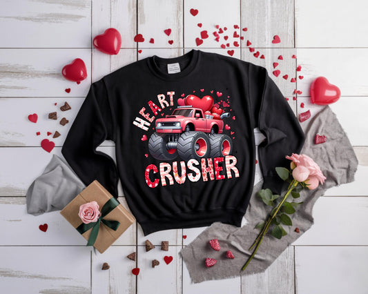 Heart Crusher, Valentines, Monster Truck,  DTF Transfer
