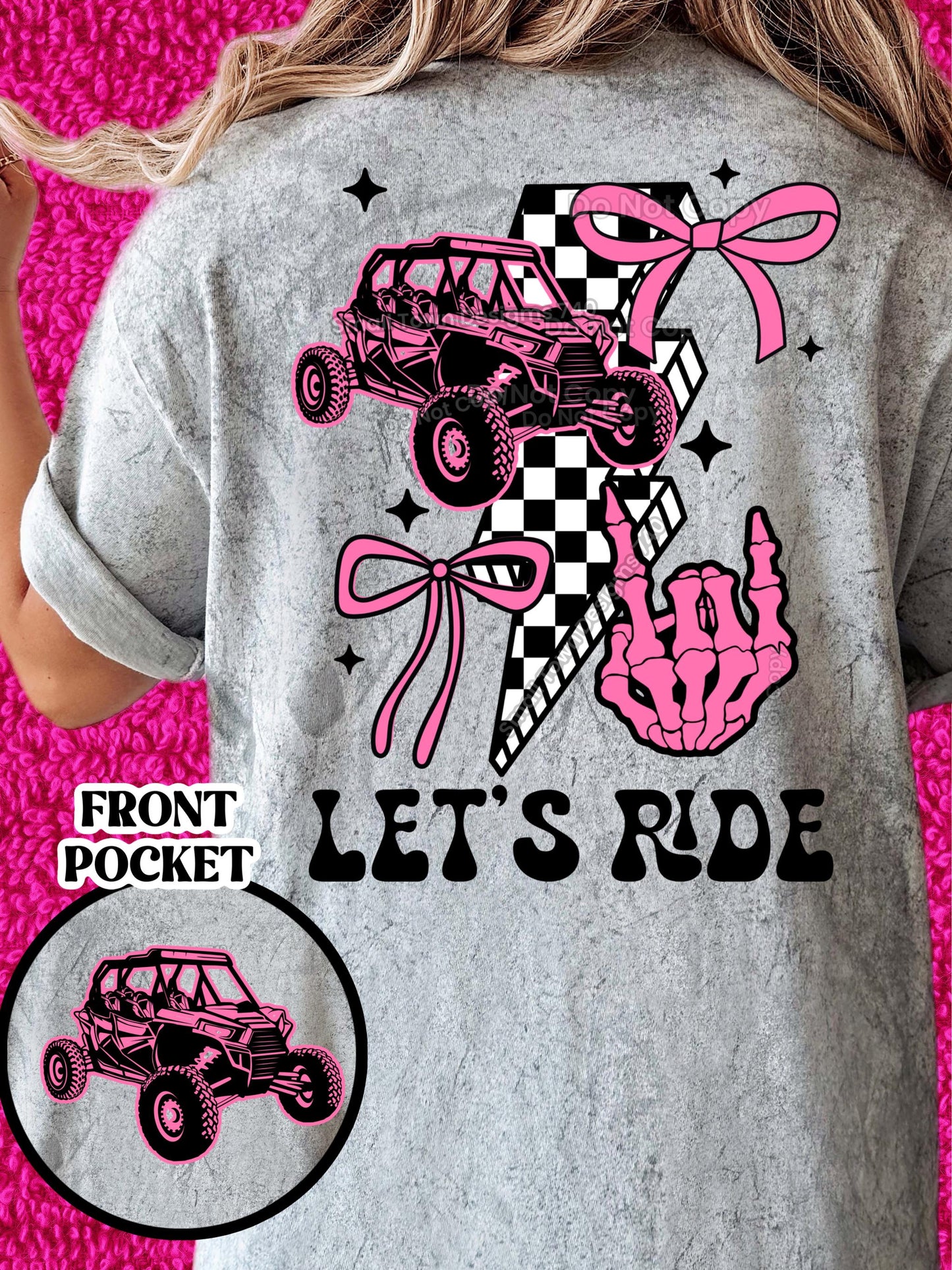 Let's Ride, ATV, Pink, DTF Transfer