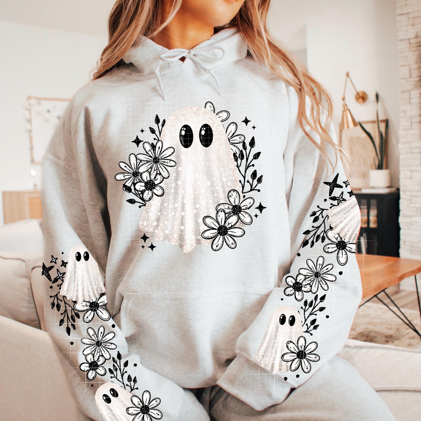 Sparkle, Floral, Ghost, DTF Transfer