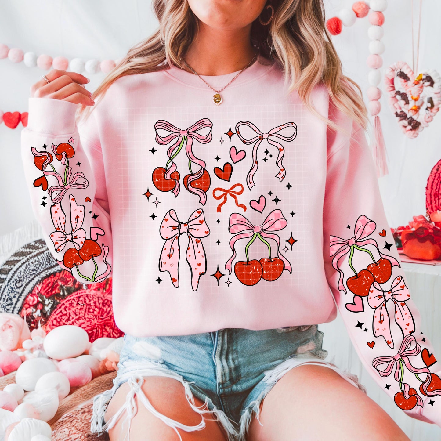 Cherry, Bow,  Valentines,  DTF Transfer