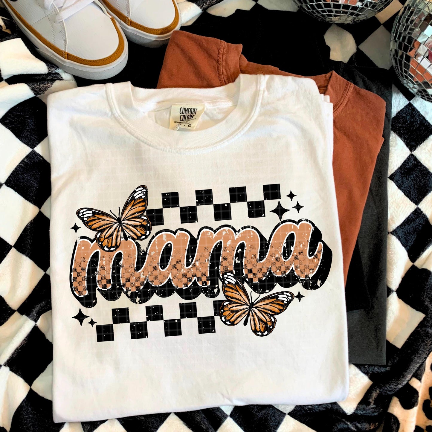 Mama, Checkered, Butterfly, DTF Transfer