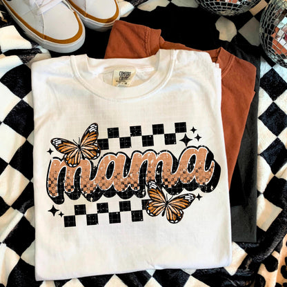 Mama, Checkered, Butterfly, DTF Transfer