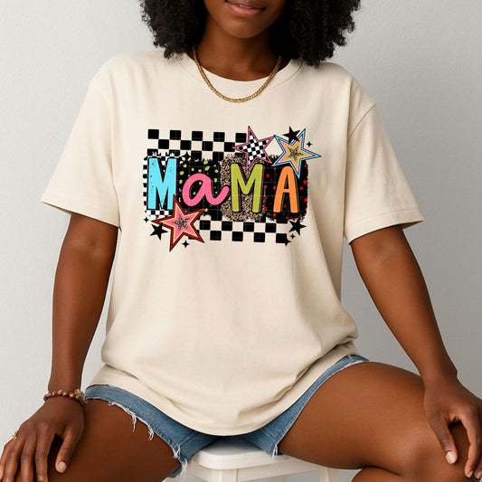 Checkered, Neon, Mama, DTF Transfer