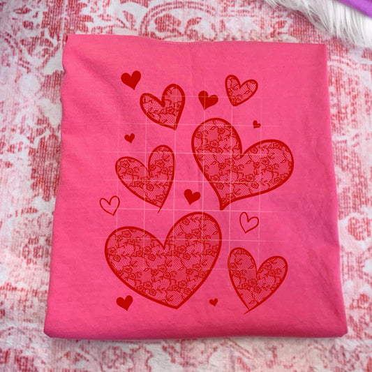 XOXO, Lace, Heart, Valentines, DTF Transfer