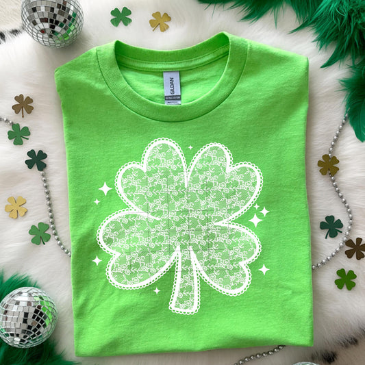 Shamrock, Clovers, St Patricks, Lucky, Lace, DTF Transfer