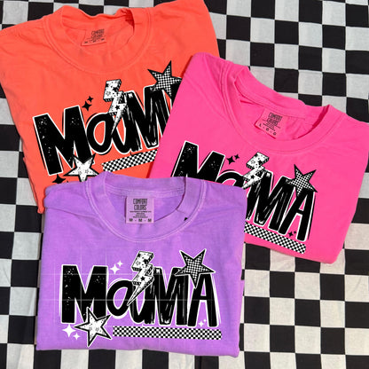 Mama, Checkered, Star, DTF Transfer