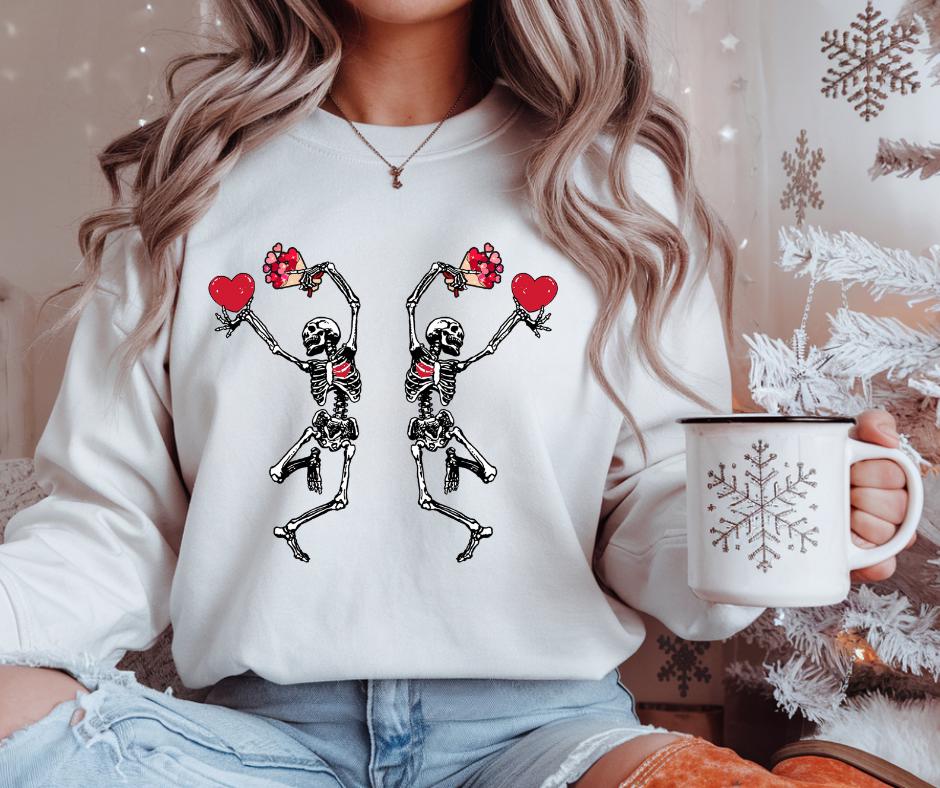 Heart, Dancing, Skeleton, Valentines, DTF Transfer