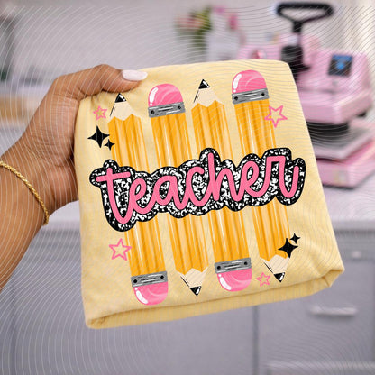 Teacher, Pencil, Back To School, DTF Transfer