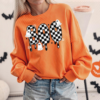 Boo, Halloween, Checkered, DTF Transfer