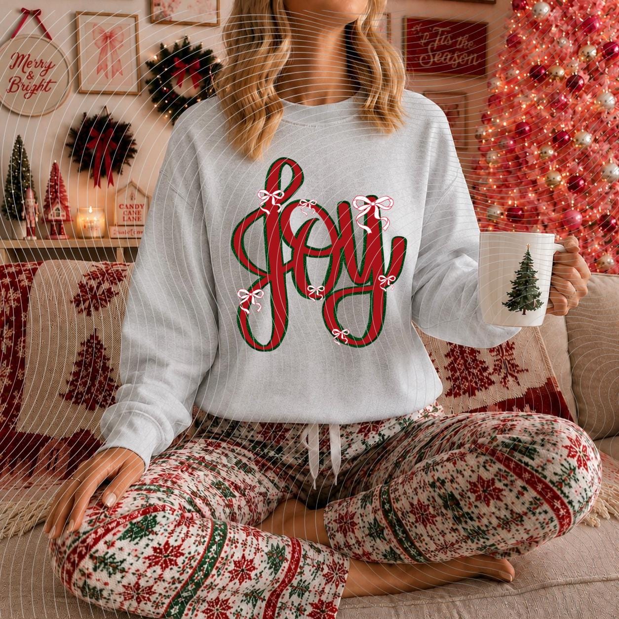 Joy, Bows, Christmas, DTF Transfer