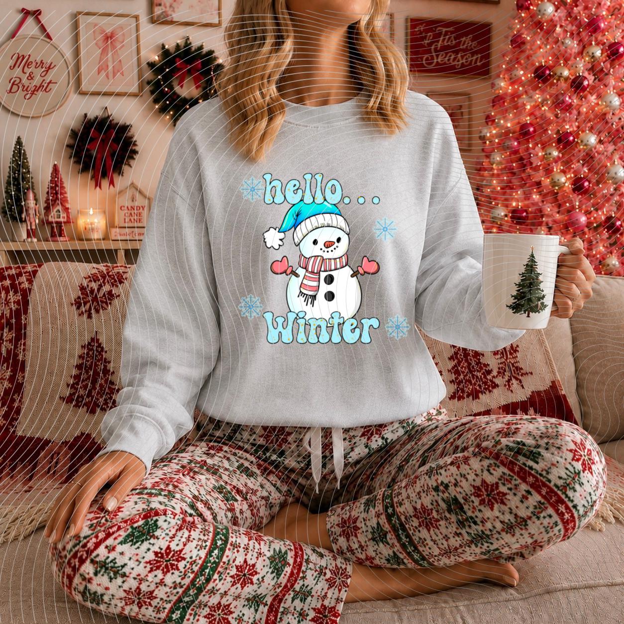 Hello, Winter, Snowman, Christmas, DTF Transfer
