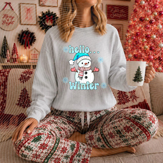 Hello, Winter, Snowman, Christmas, DTF Transfer