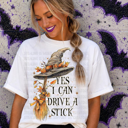 Drive a Stick, Witch, Broom, Halloween, DTF Transfer