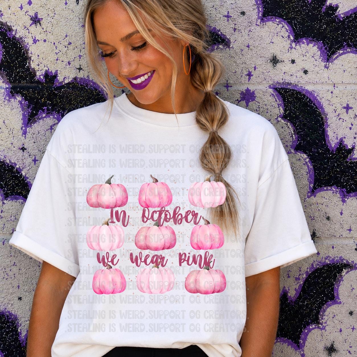 In October, Pink, Pumpkins, BCA, Halloween, DTF Transfer