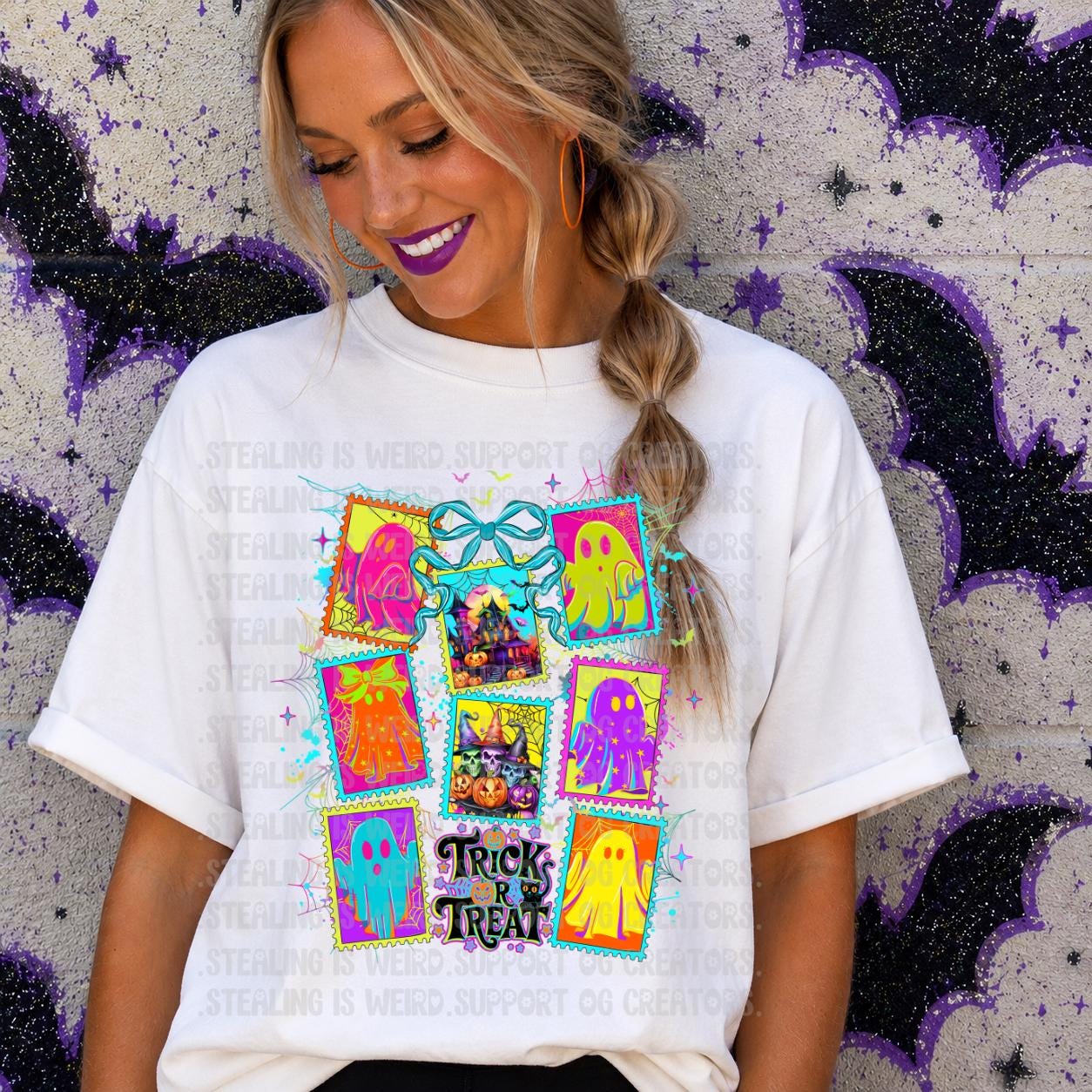Neon, Ghost, Stamps, Halloween, DTF Transfer