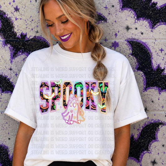 Neon, Spooky, Ghost, DTF Transfer