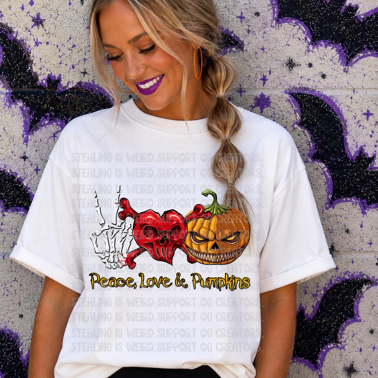 Peace, Love, Pumpkin, Halloween, DTF Transfer
