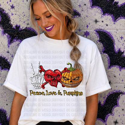 Peace, Love, Pumpkin, Halloween, DTF Transfer