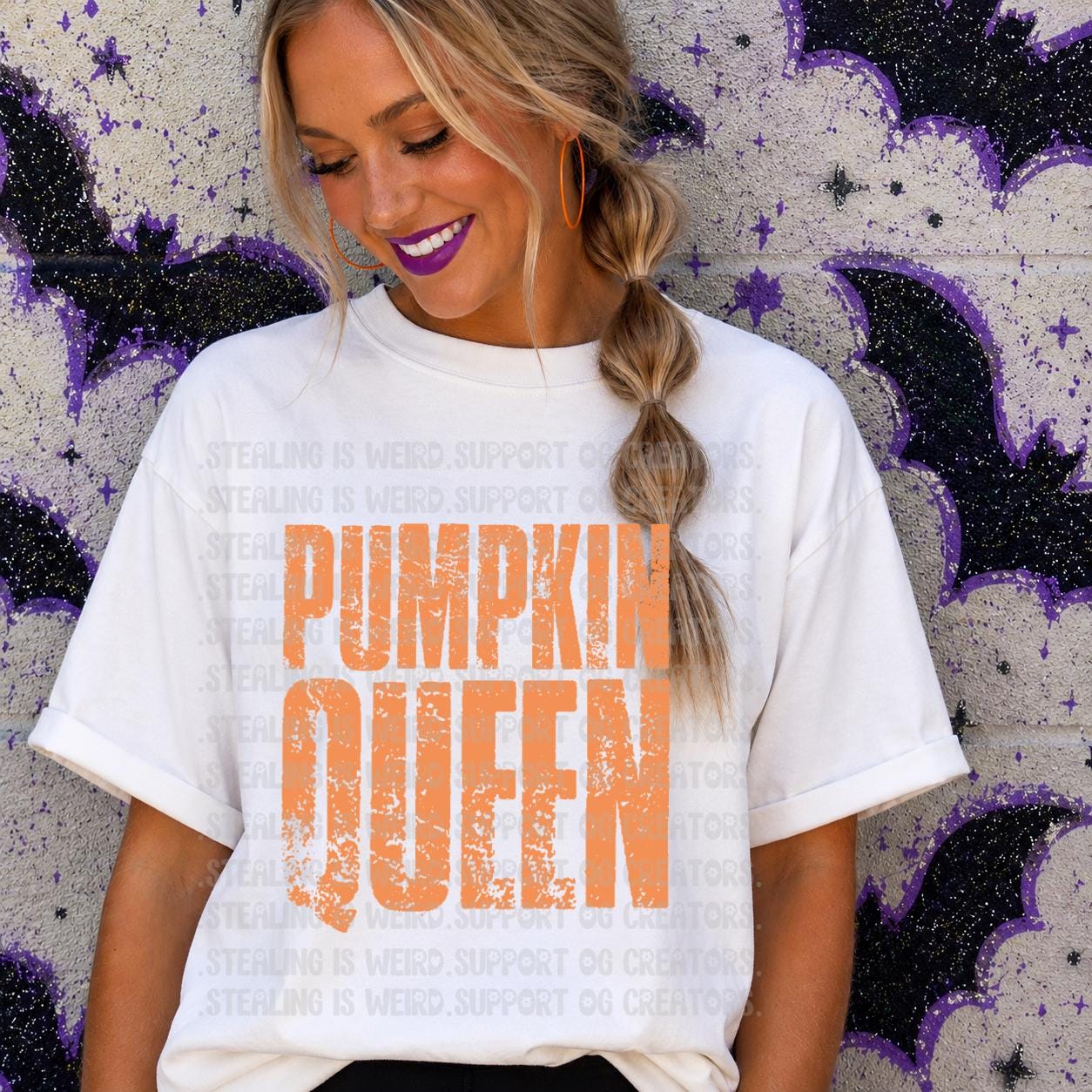 Pumpkin, Distressed, Queen, Halloween, DTF Transfer